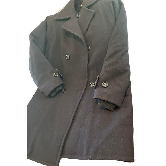 Navy Blue Woolrich Wool Coat Size Small Lined - Picture 1 of 5